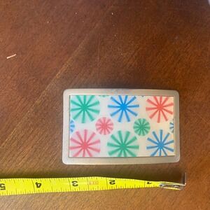 Vintage Made in USA Starburst Pinwheel Geometric Rectangle Metal Belt Buckle